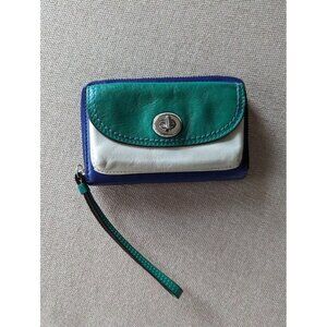 Coach Parker Color Block Leather Zip Turnlock Wallet F49486